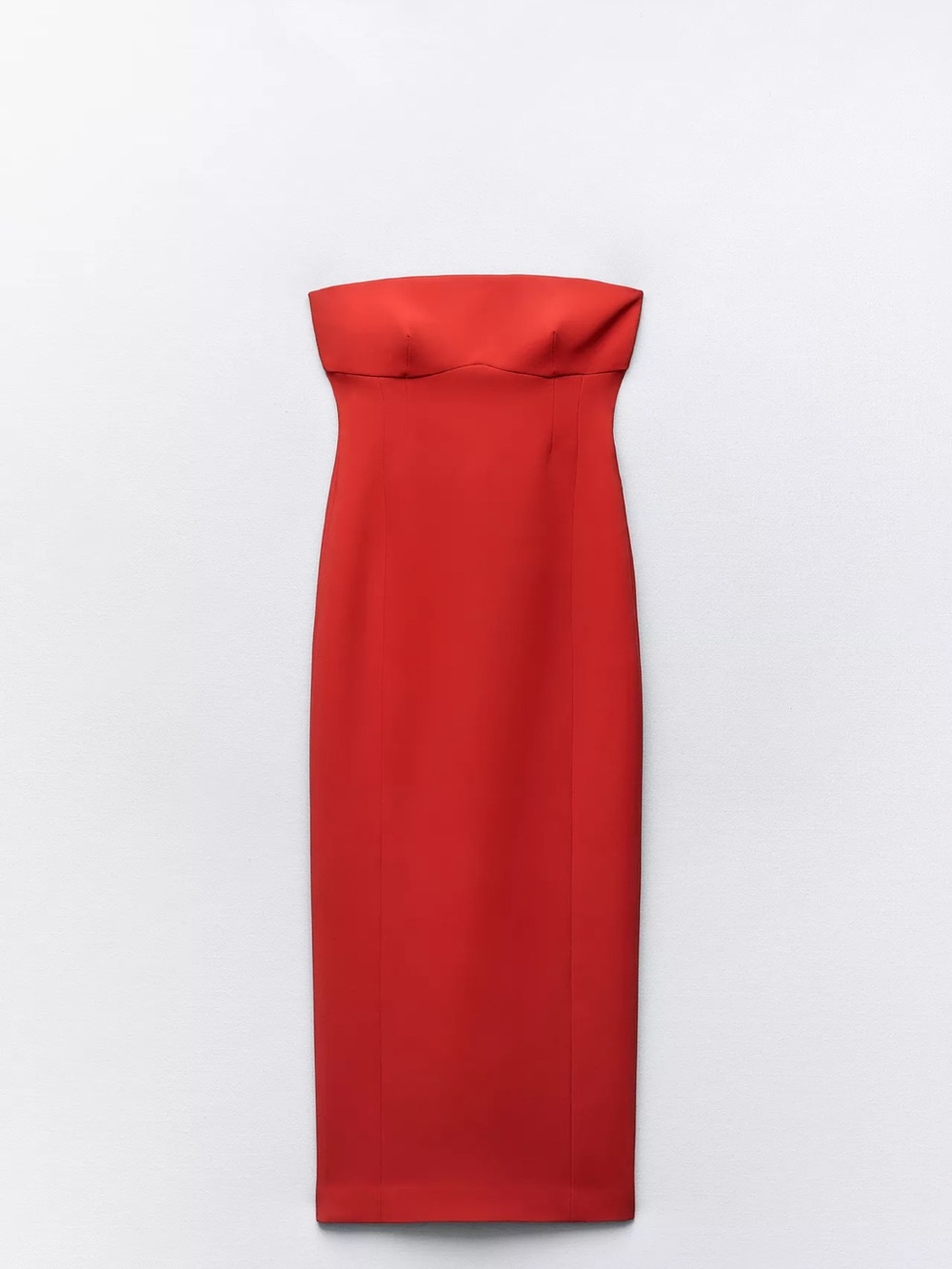 Zara Strapless Red Midi Sheath Dress - Picture 2 of 5